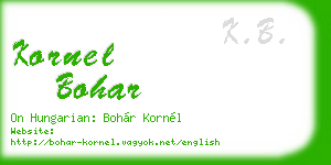 kornel bohar business card